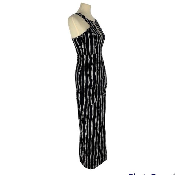 Lumier by Bariano XS Black White Striped Maxi Dress Open Side Sleeveless NWT - Picture 7 of 11